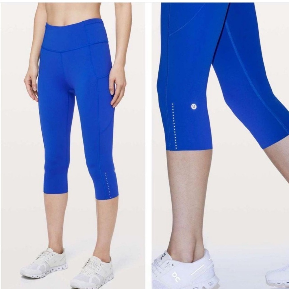 Lululemon Fast & Free Crop II Nulux 19" Jet Stream
Blue Size 6 Running Yoga
